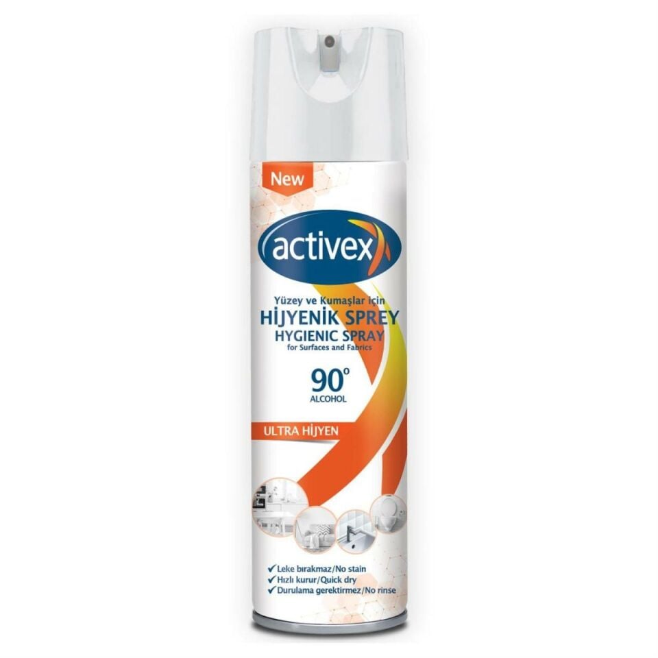 Activex Hijyenik Kumaş ve Yüzey Spreyi 200 Ml 90 Derece
