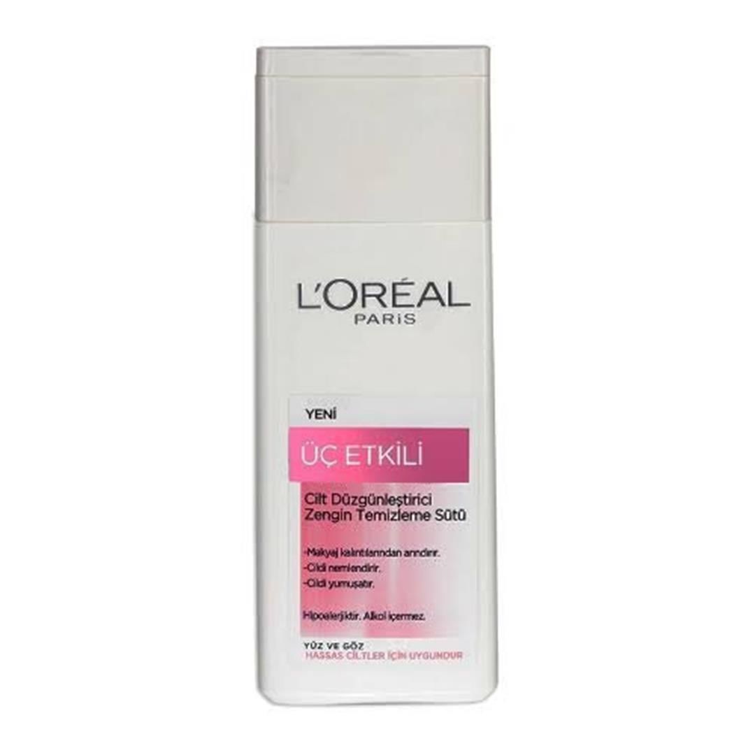 Loreal Cilt Düzgünleştirici Zengin Temizleme Sütü Yüz Ve Göz 200 ml 3 Etkili