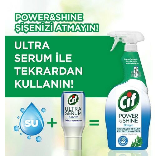 Cif Power-Shine Banyo 750 ML + Ultra Serum Banyo Kireç Çözücü
