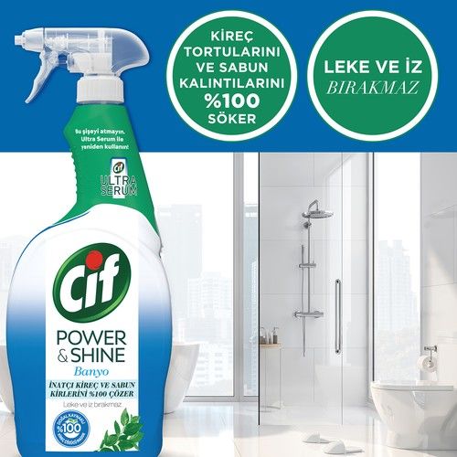 Cif Power-Shine Banyo 750 ML + Ultra Serum Banyo Kireç Çözücü