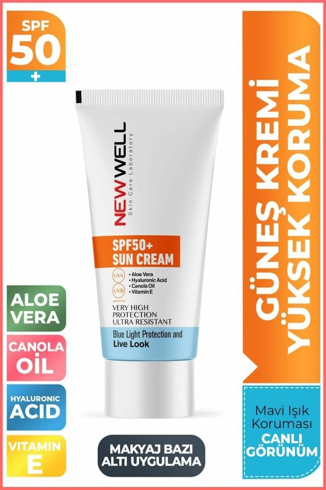 New Well Güneş Kremi Yüksek Koruma Spf 50+ Aloe Vera 50 Ml