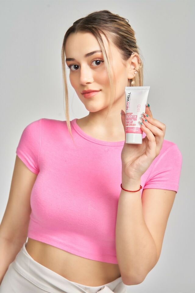 New Well yüksek Koruma Etkili SPF50+ Pembe Yüz Güneş Kremi 50 ml