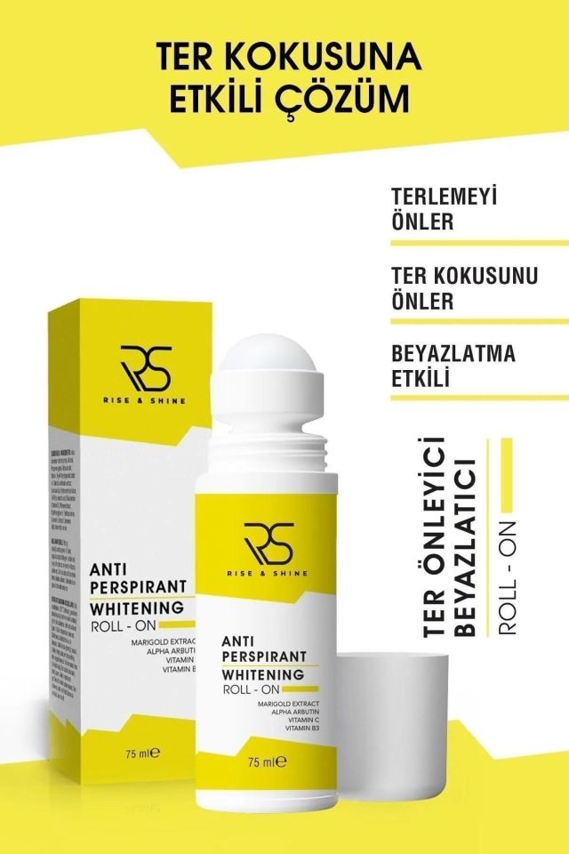 rise and shine Antiperspirant Whitening Roll-on - 75 Ml Ter Önleyici ve Beyazlatıcı Roll on