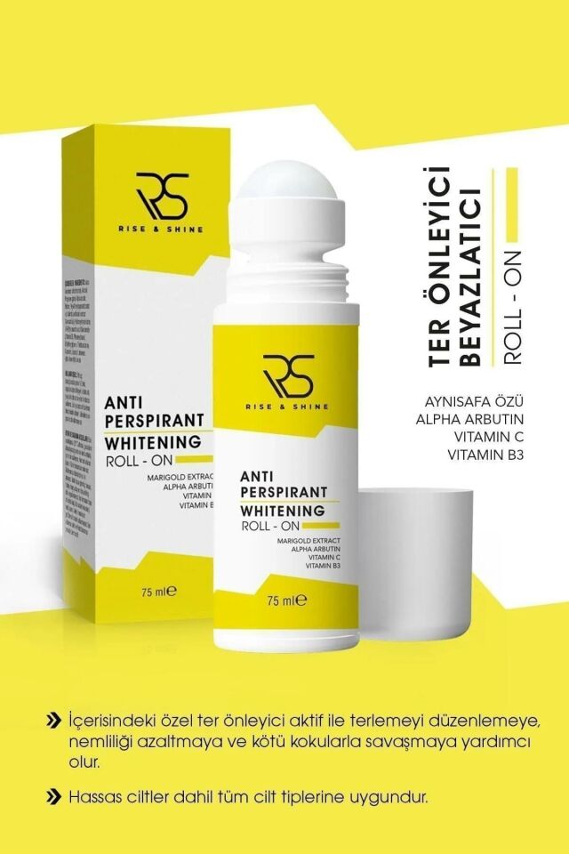 rise and shine Antiperspirant Whitening Roll-on - 75 Ml Ter Önleyici ve Beyazlatıcı Roll on