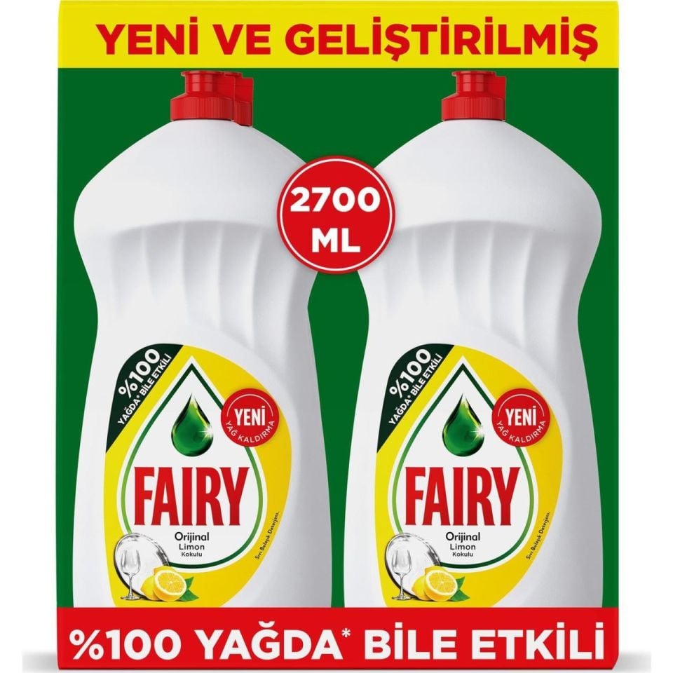 2 Adet Fairy Bulaşık Deterjanı 1350 Ml Limon ( 2,7 Litre )