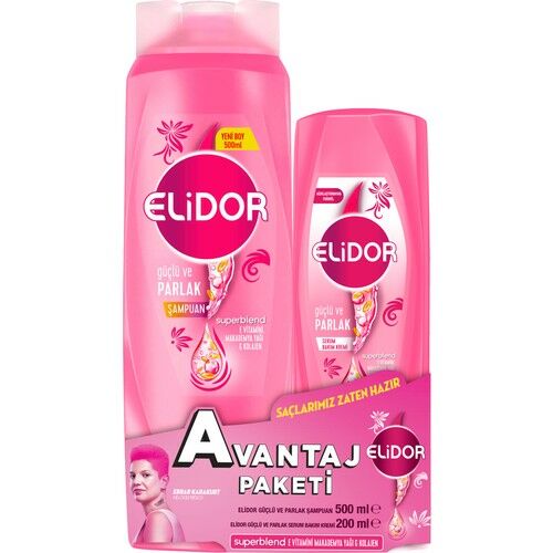 Elidor Superblend Saç Bakım Şampuanı Güçlü ve Parlak 500 ml + Serum Bakım Kremi 200 ml