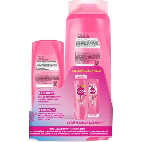 Elidor Superblend Saç Bakım Şampuanı Güçlü ve Parlak 500 ml + Serum Bakım Kremi 200 ml