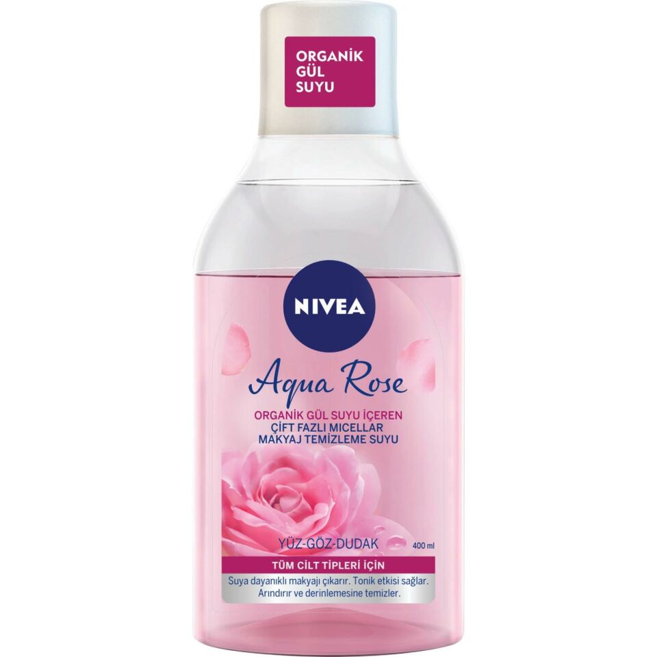 Nivea Visage Yüz Temizleme Suyu 400 ml Gülsuyu Çift Fazlı Yüz-Göz-Dudak Micellair