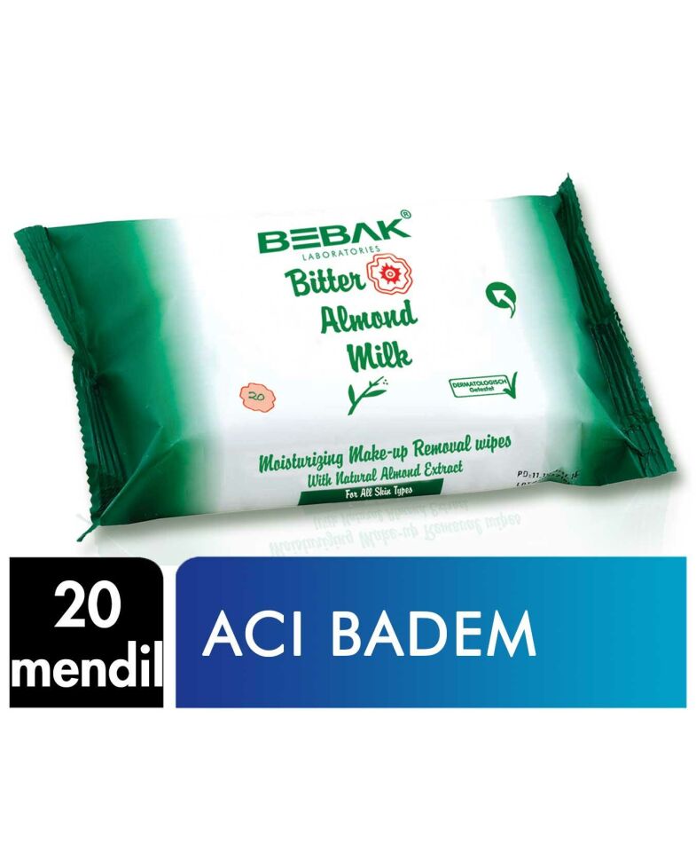 Bebak Acı Badem Sütlü Makyaj Temizleme Mendili 20 Adet