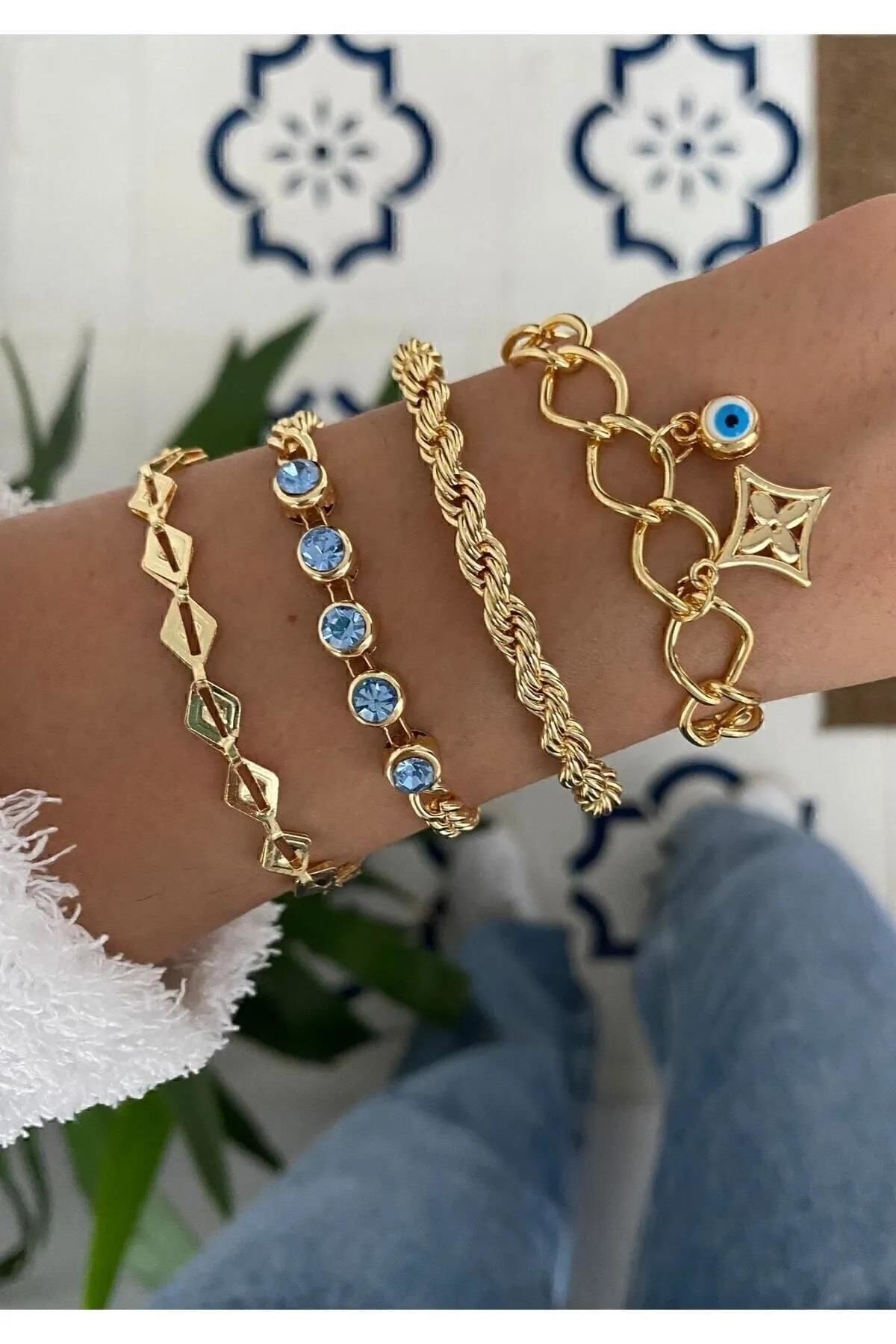 MagicStone Turquoise Stone Dörtlü Kombin Bileklik