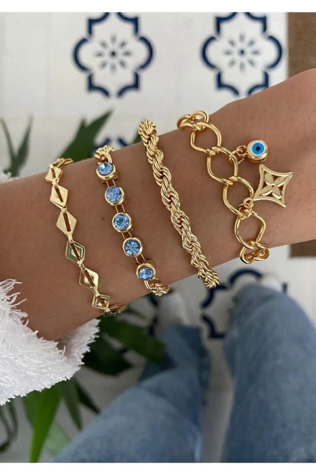 MagicStone Turquoise Stone Dörtlü Kombin Bileklik