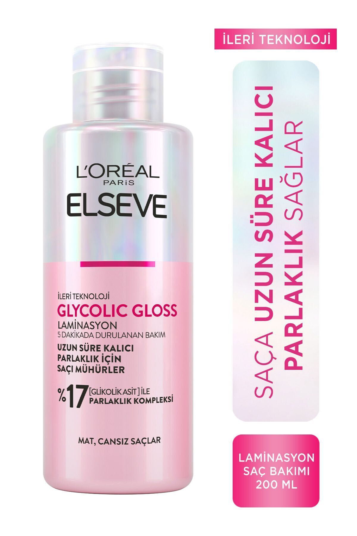 Loreal Elseve Glycolic Gloss Parlaklığı Saça Mühürleyen Laminasyon 5 Dakikada Durulanan Bakım 200ml