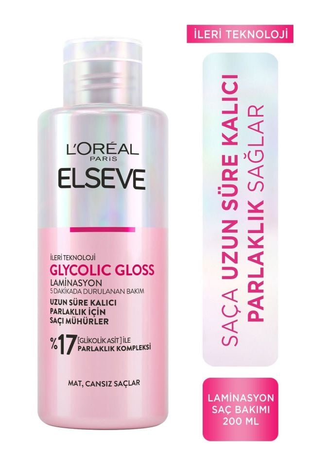 Loreal Elseve Glycolic Gloss Parlaklığı Saça Mühürleyen Laminasyon 5 Dakikada Durulanan Bakım 200ml