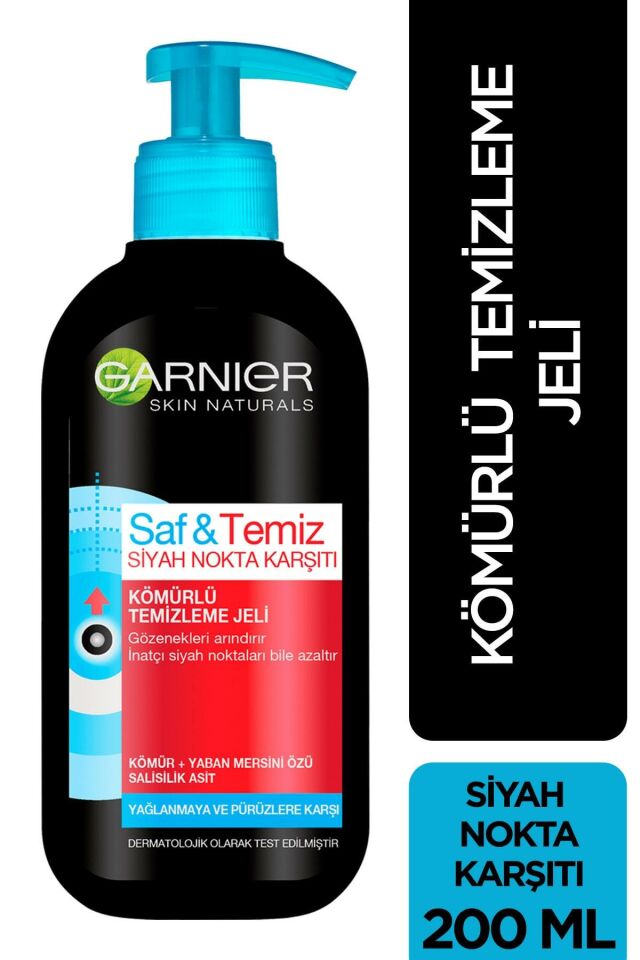 Garnier Saf Temiz Siyah Nokta Karşıtı Kömürlü Temizleme Jeli 200 ml