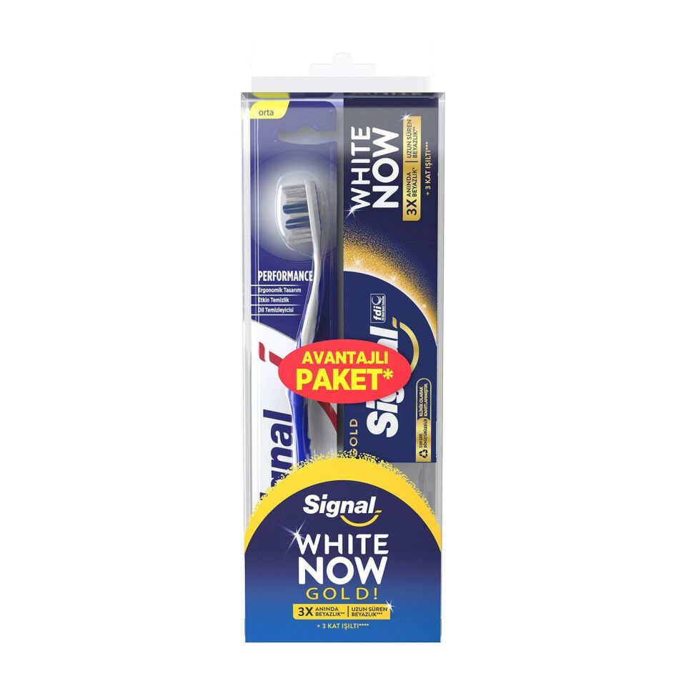 Signal White Now Diş Macunu Gold 75 ml  + Diş Fırçası Performans