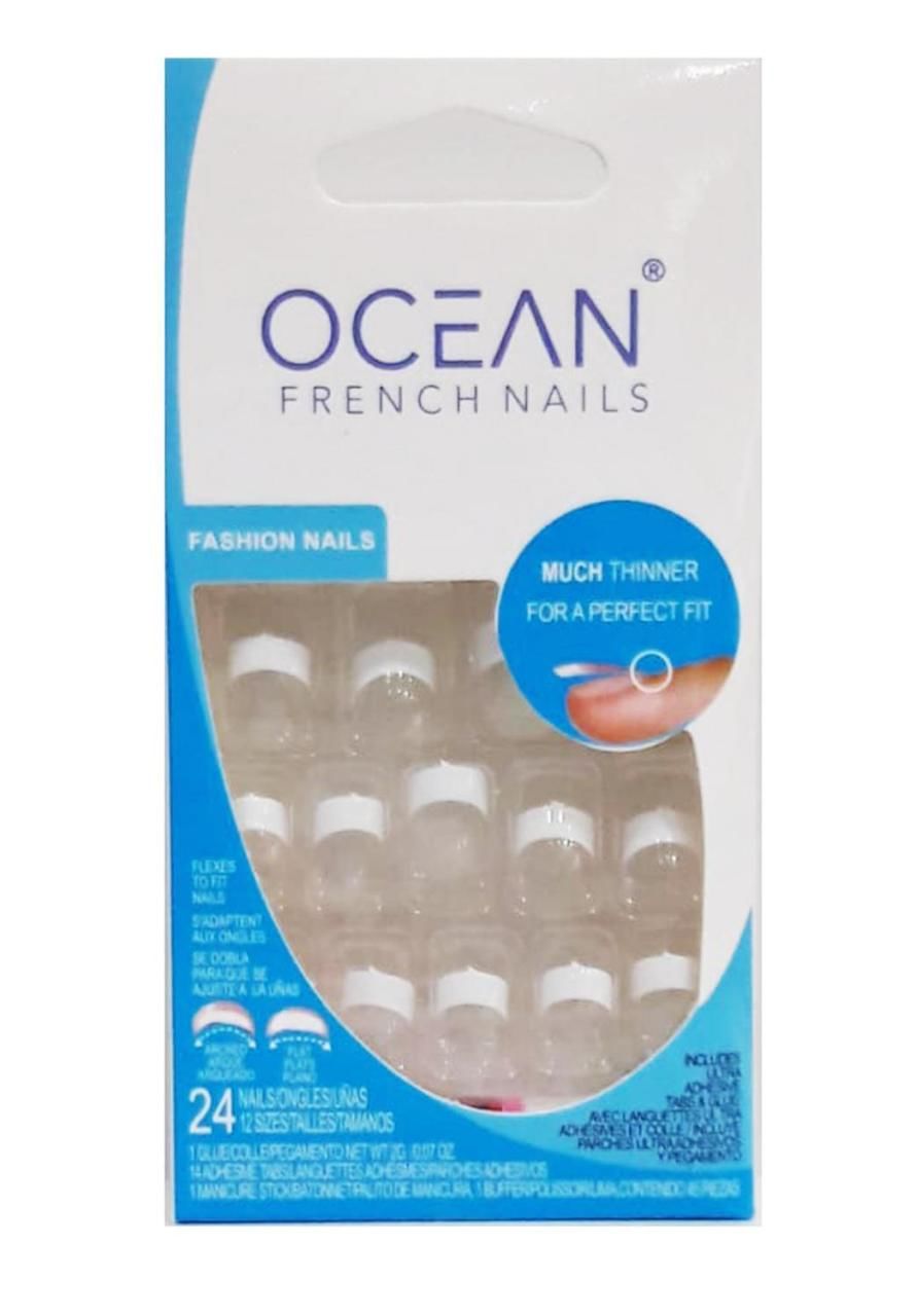 Ocean Takma Tırnak 190-A 24 lü Şeffaf Tırnak + Beyaz French ASU192