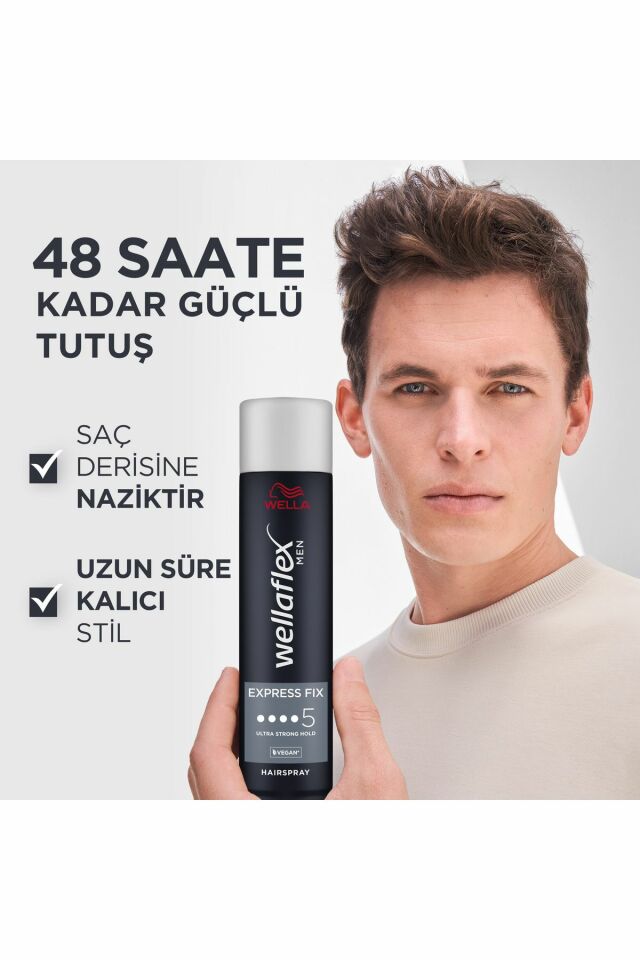 Wellaflex Men Express Fix Ekspres Sabit Tutucu Saç Spreyi Ultra Strong Hold - 250 ml