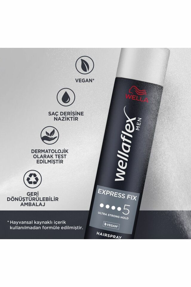 Wellaflex Men Express Fix Ekspres Sabit Tutucu Saç Spreyi Ultra Strong Hold - 250 ml