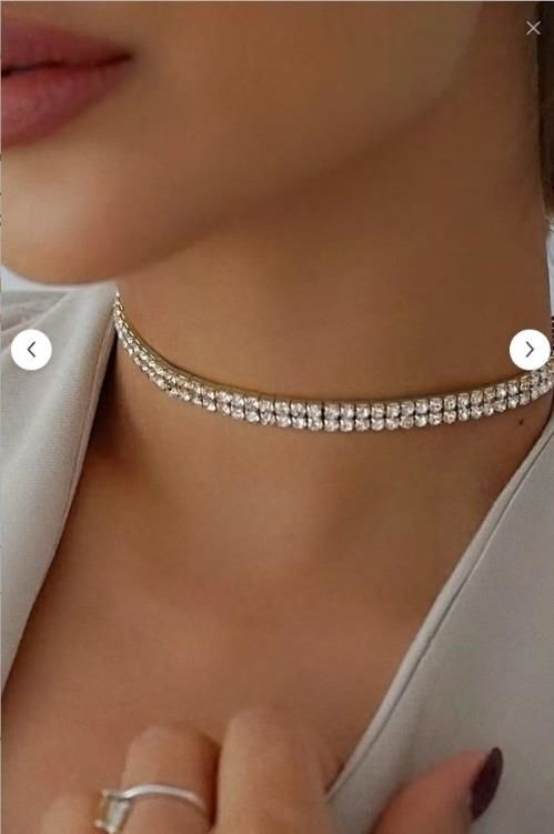 DESIGN Kadın Çift Sıra Zirkon Taşlı Rhinestone Choker Kolye