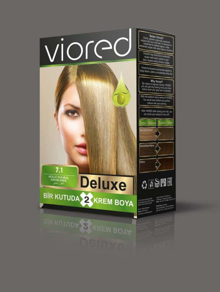 Sea Color Viored Deluxe Set Saç Boyası 7.1 Küllü Kumral  2 Boyama