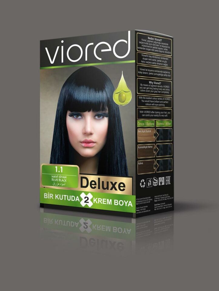Sea Color Viored Deluxe Set Saç Boyası 1.1 Mavi Siyah 2 Boyama