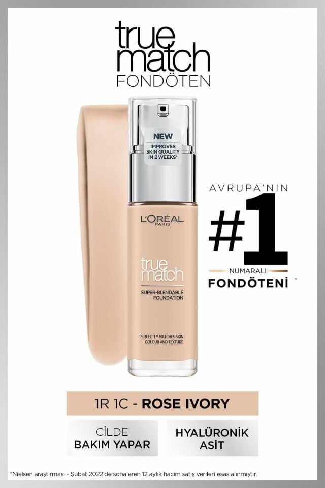 L'Oreal Paris True Match Bakım Yapan Fondöten 1R/1C ROSE IVORY