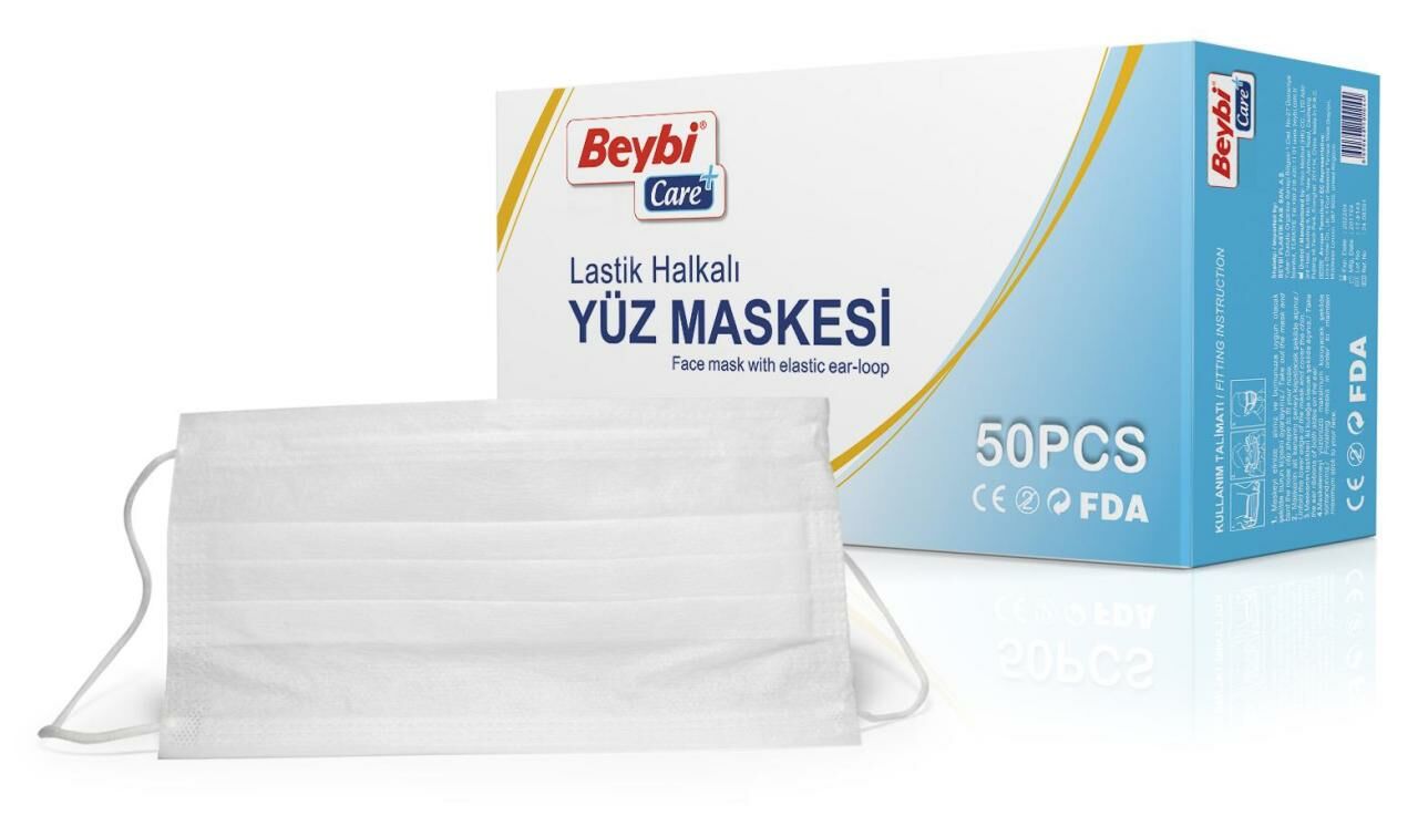 Beybi Lastikli Yüz Maskesi 50 li Paket