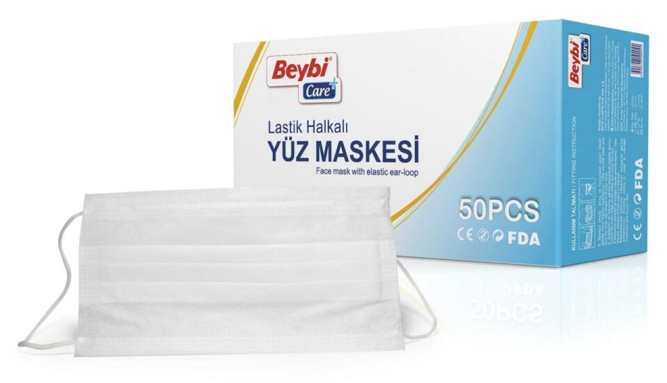 Beybi Lastikli Yüz Maskesi 50 li Paket