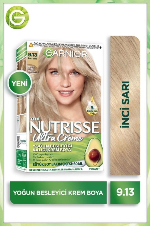 Garnier Nutrisse 9.13 İnci Sarı Besleyici Kalıcı Krem Saç Boyası
