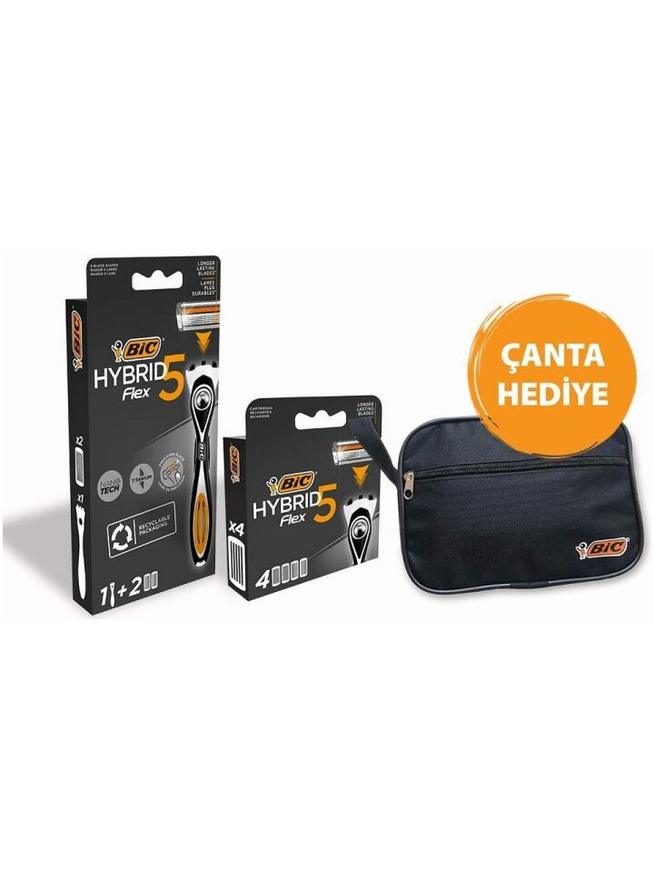 Bic Flex 5 Tıraş Makinesi + 6 Adet Yedek Tıraş Bıçağı + Çanta