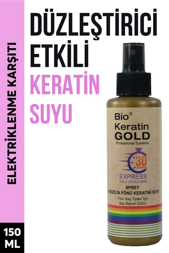 Bio Keratin Gold 150 ml  Brezilya Fönü Keratini Suyu Express Bakım