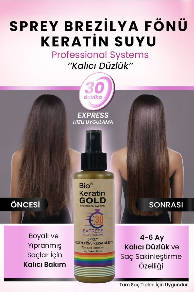 Bio Keratin Gold 150 ml  Brezilya Fönü Keratini Suyu Express Bakım