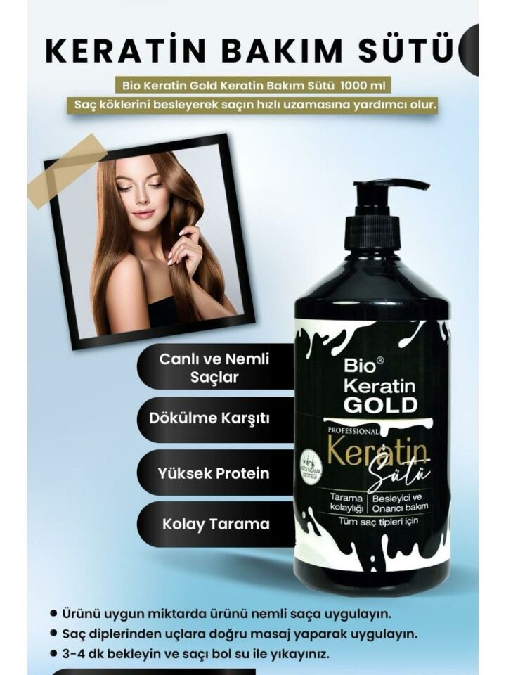 Bio Rio Keratin Gold 1000 Ml Milk Threapy Yoğun Besleme ve Kolay Tarama Keratin Sütü
