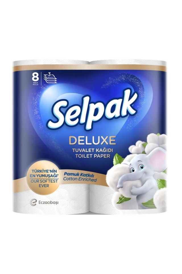 Selpak Deluxe Tuvalet Kağıdı 8 Li Bambu Katkılı