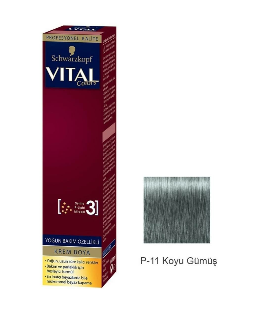 Vital Tüp Saç Boyası P11 Koyu Gümüş + Oksidan Sıvı 50 Ml