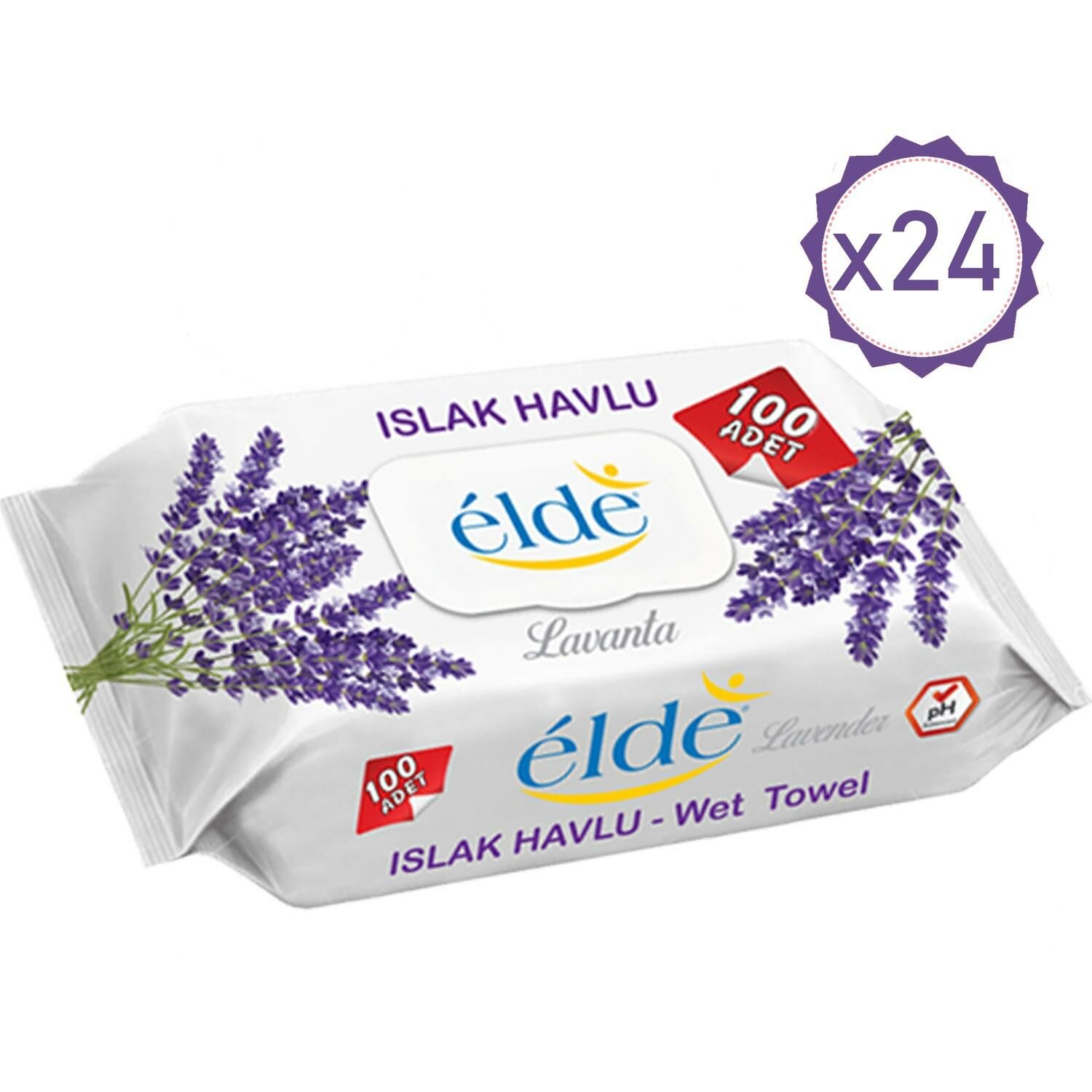 Elde 24 x 100 Adetli Koli Lavanta Kokulu Islak Havlu