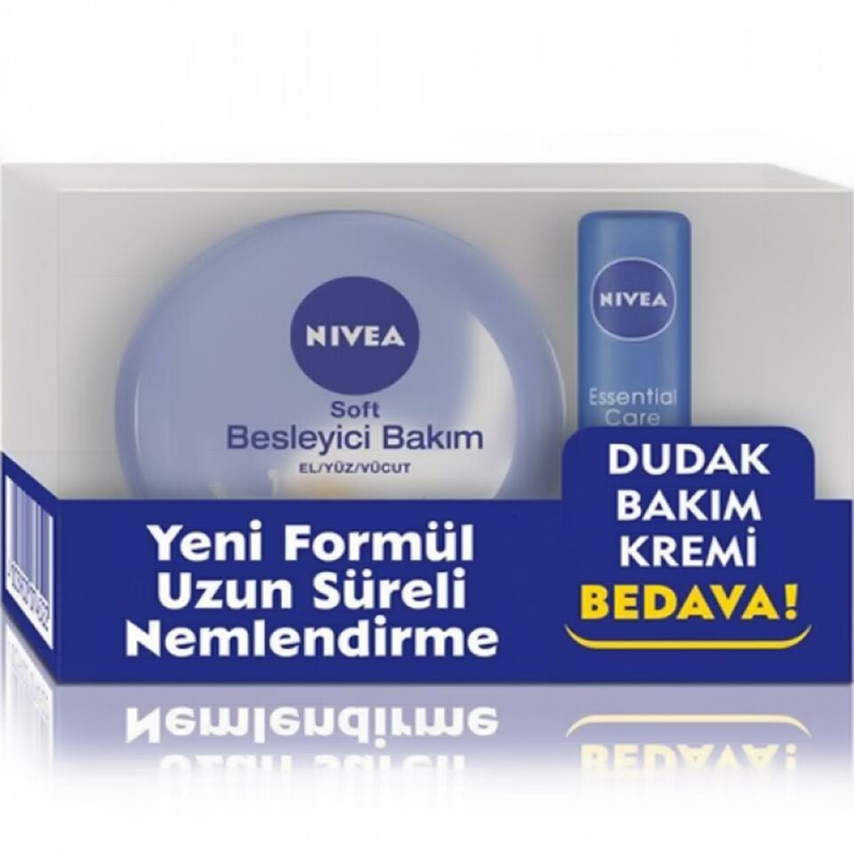 Nivea Soft Besleyici Bakım Krem 200 Ml + Lip Essential Dudak Kremi Hediye