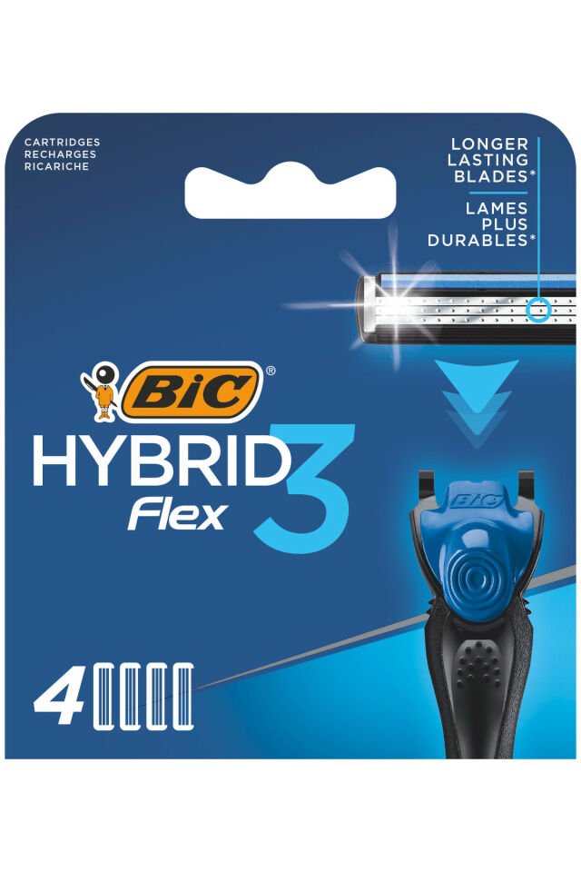 Bic Flex 3 Hybrid 3 Bıçaklı Erkek Tıraş Bıçağı, 1 Sap + 12 Yedek Başlık + Çanta 12 Aylık Paket