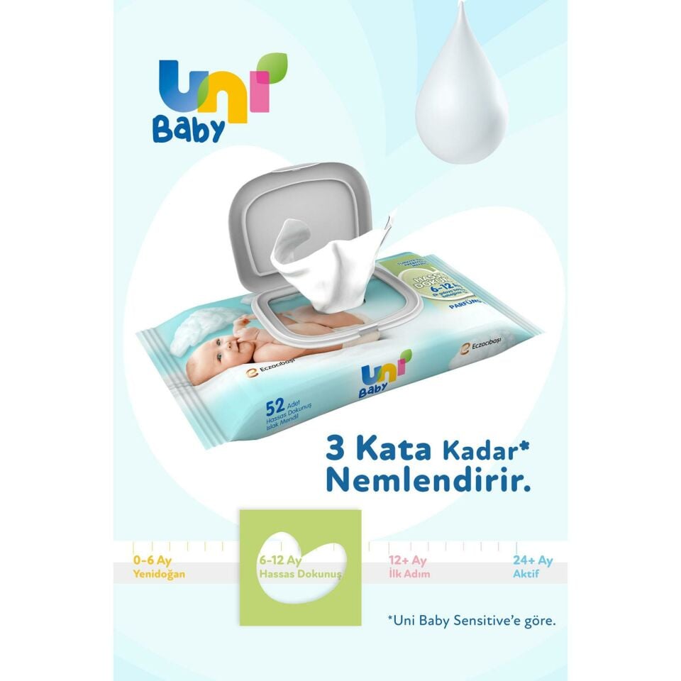 Uni Baby 52 lı Islak Mendil Hassas Bakım