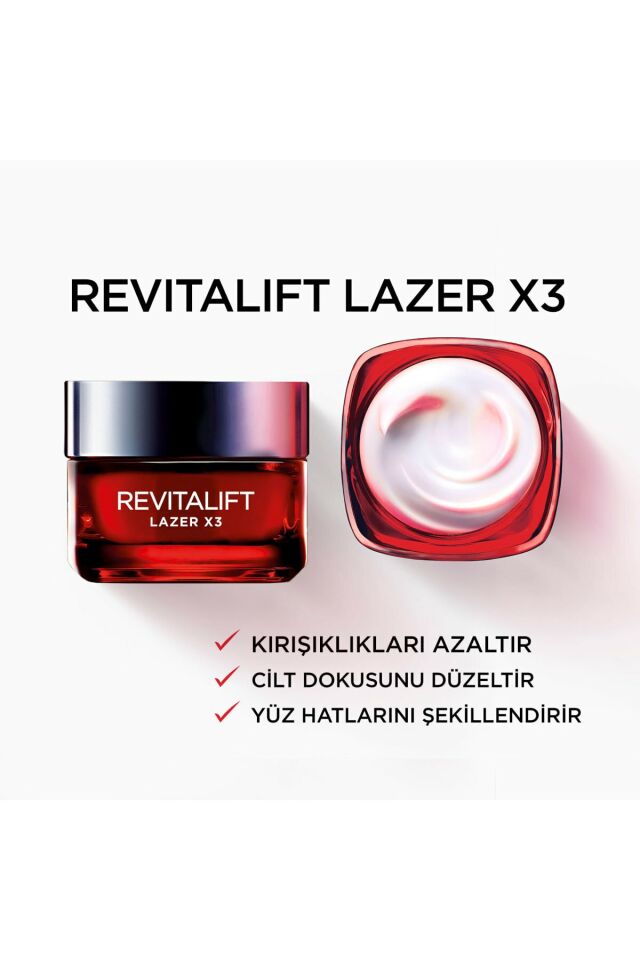 Loreal Revitalift Lazer X3 Gündüz Kremi 50 ml Yoğun Yaşlanma Karşıtı Bakım