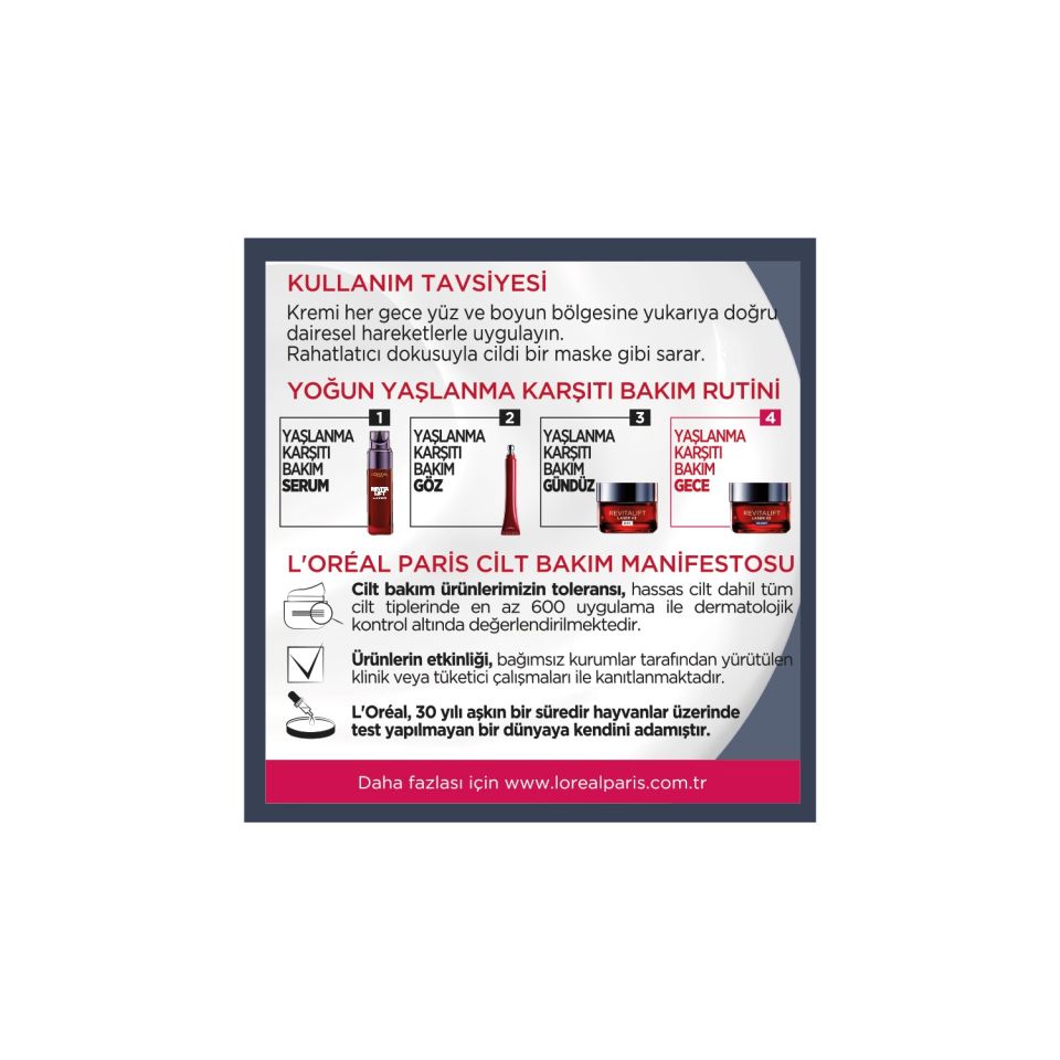 Loreal Revitalift Lazer X3 Gece Kremi 50 ml Yoğun Yaşlanma Karşıtı Bakım