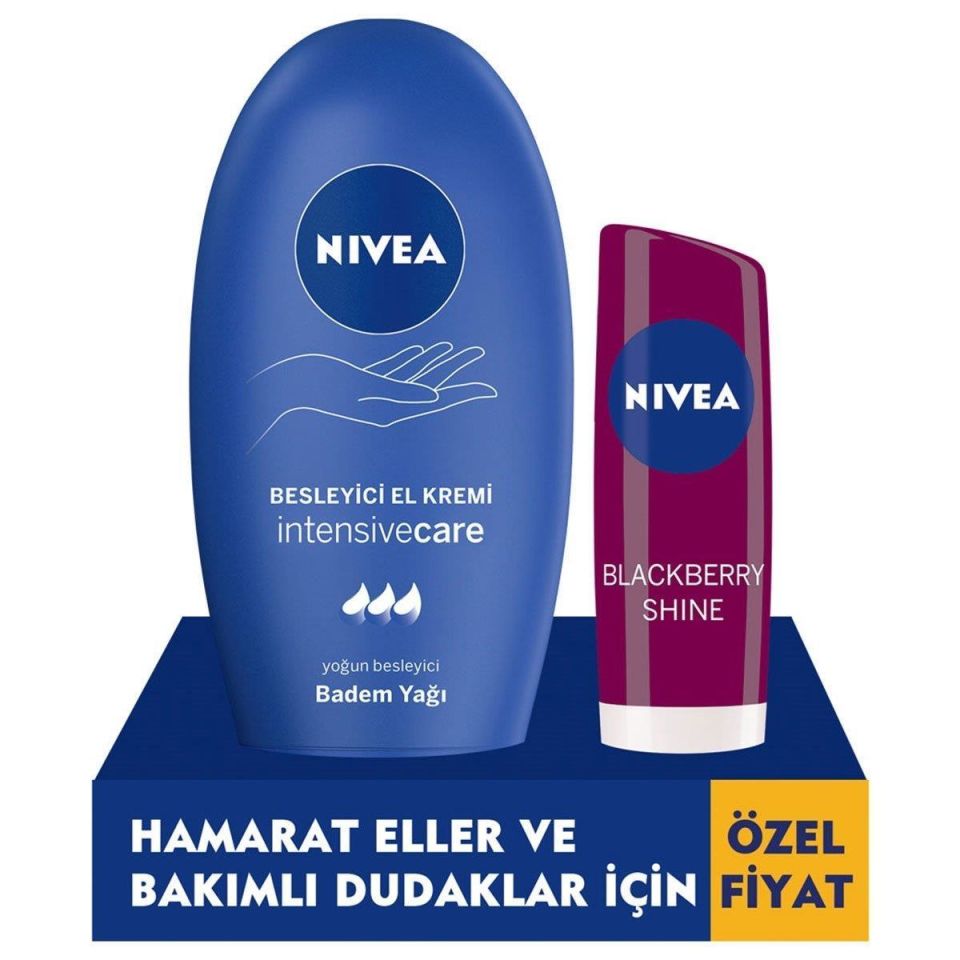 Nivea Besleyici El Kremi 75 ml + Dudak Koruyucu Blackberry Shine