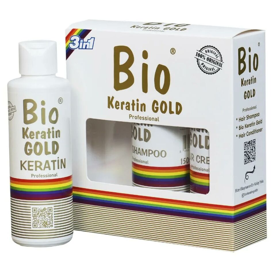 Bio Rio Keratin Gold 150 ml + 150 ml Saç Kremi + 150 ml Şampuan Brezilya Fönü 5 Ay Kalıcı
