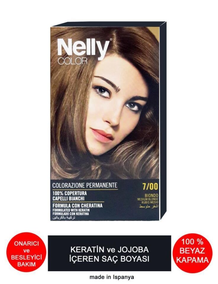 Nelly Jojoba ve Keratinli Saç Boyası 7.00 Kumral - Orta Rubio