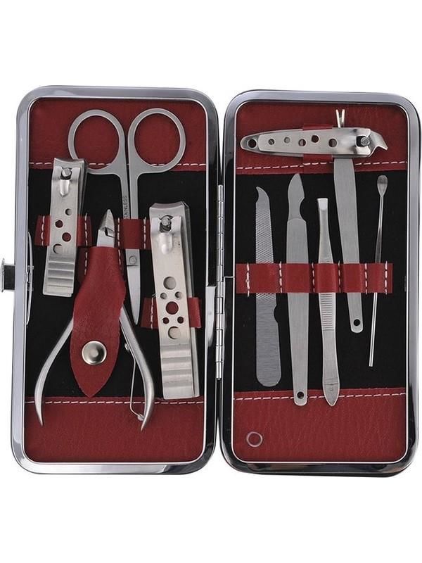 BKR Manikür Seti 11 Pcs Koyu Kırmızı - Siyah 10cmx15cmx3cm