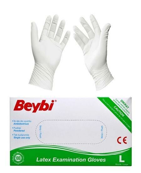 Beybi Lateks Eldiven Pudralı L
