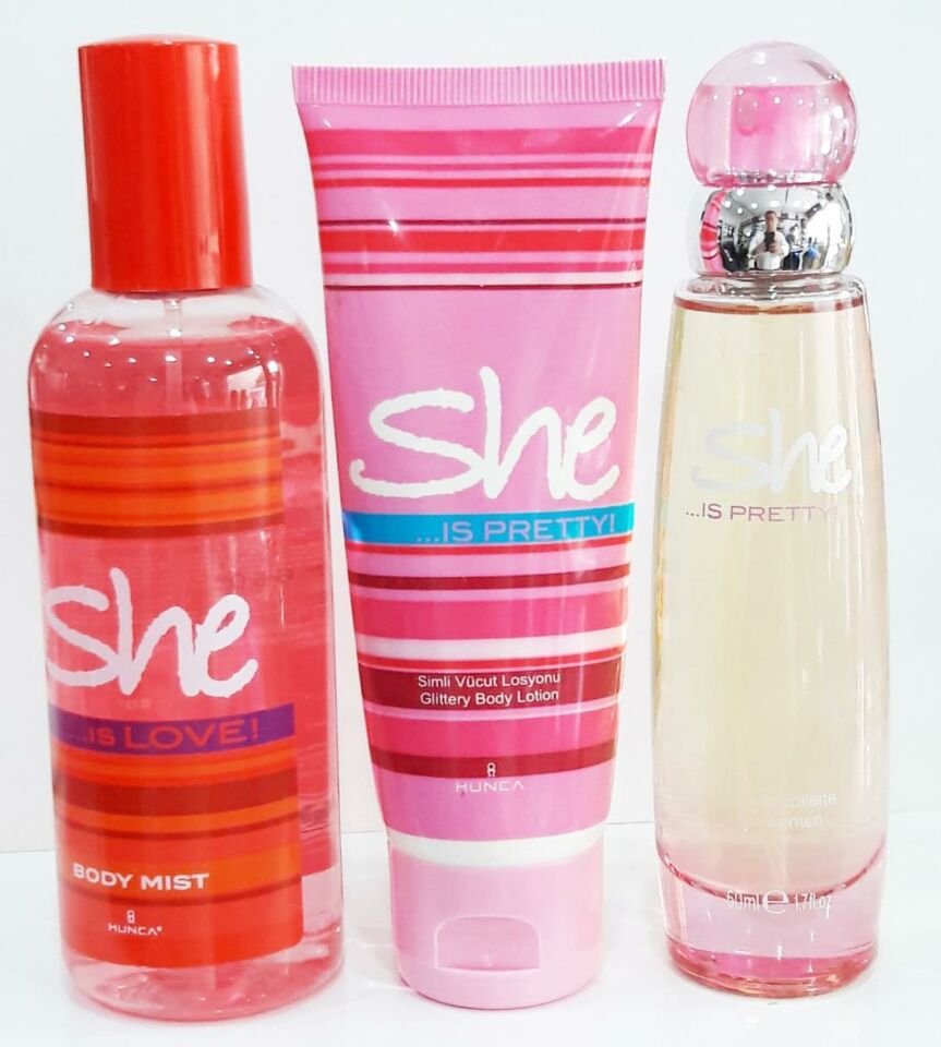 She Pretty 50 ml Edt + Vücut Spreyi 150 ml Body Mist+75 ml Losyon