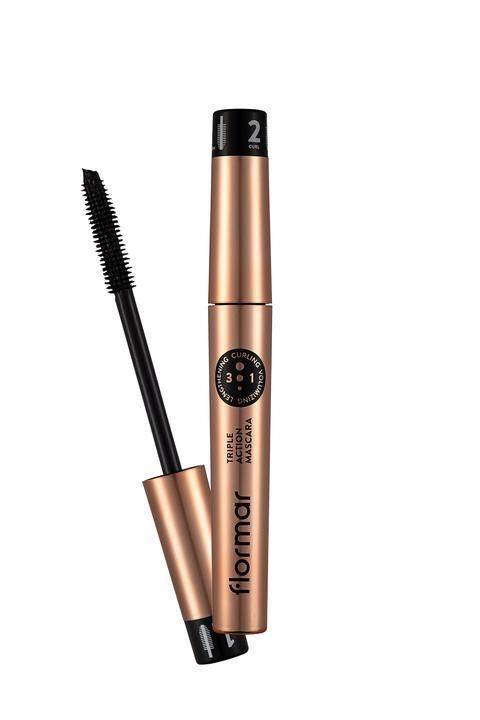 Flormar Uzun-Kıvrık-Hacimli Görünüm Veren Silikon Fırçalı Üç Aşamalı Maskara (Siyah) - Triple Action