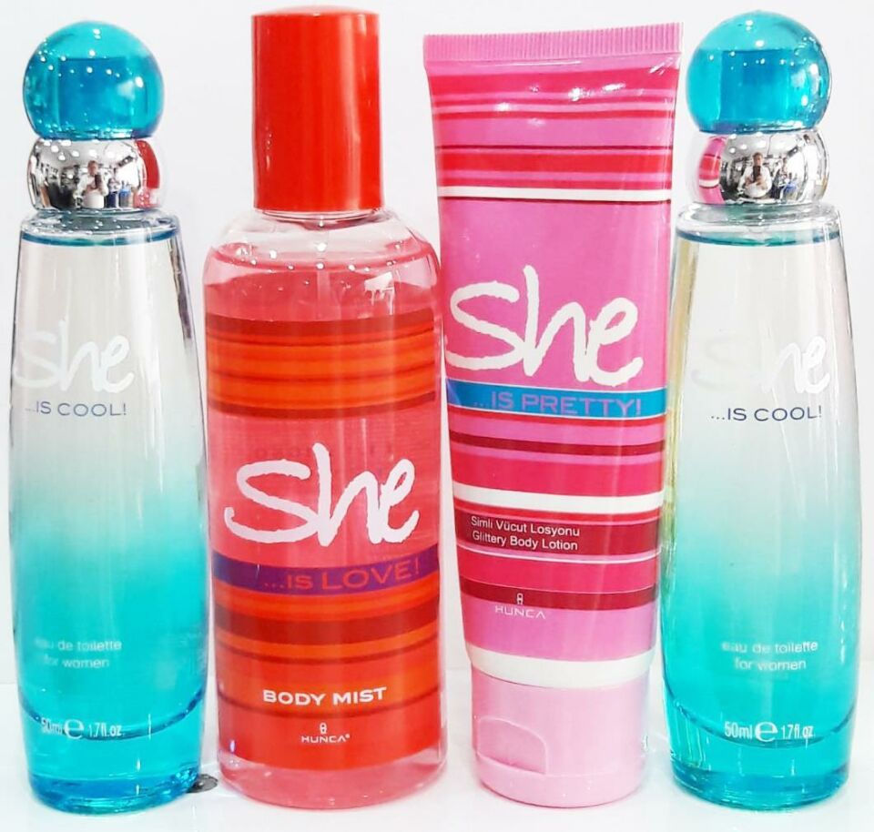 She Cool 2x 50 ml Edt + Vücut Spreyi 150 ml Body Mist+75 ml Losyon