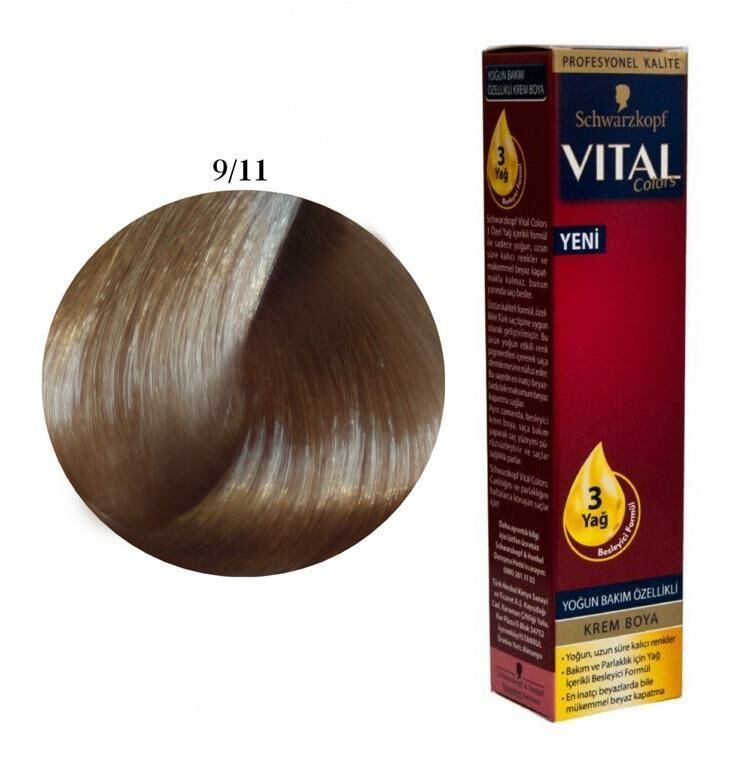 Vital Tüp Saç Boyası 9.11Yoğun Küllü Platin + Oksidan Sıvı 50 Ml